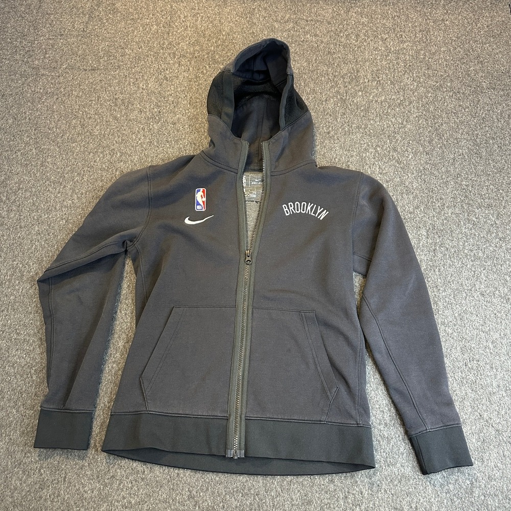 Nike Boys Brooklyn Nets NBA Showtime Full Zip Hoodie Black Medium 10-12 Dri-FIT - Picture 2 of 16
